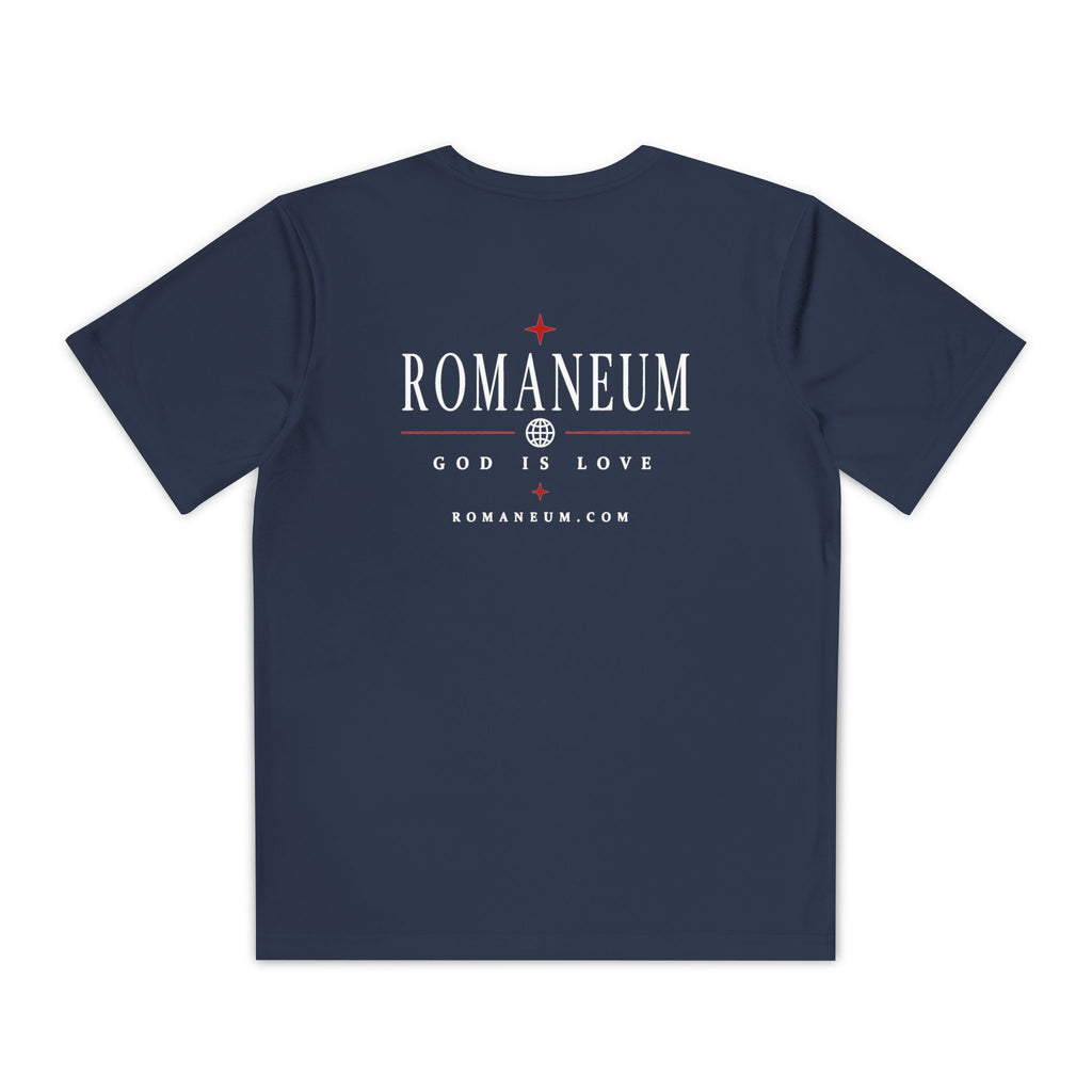 Youth Tee — ROMANEUM “AMOR/ROMA” Graphic Christian Shirt (God is Love)