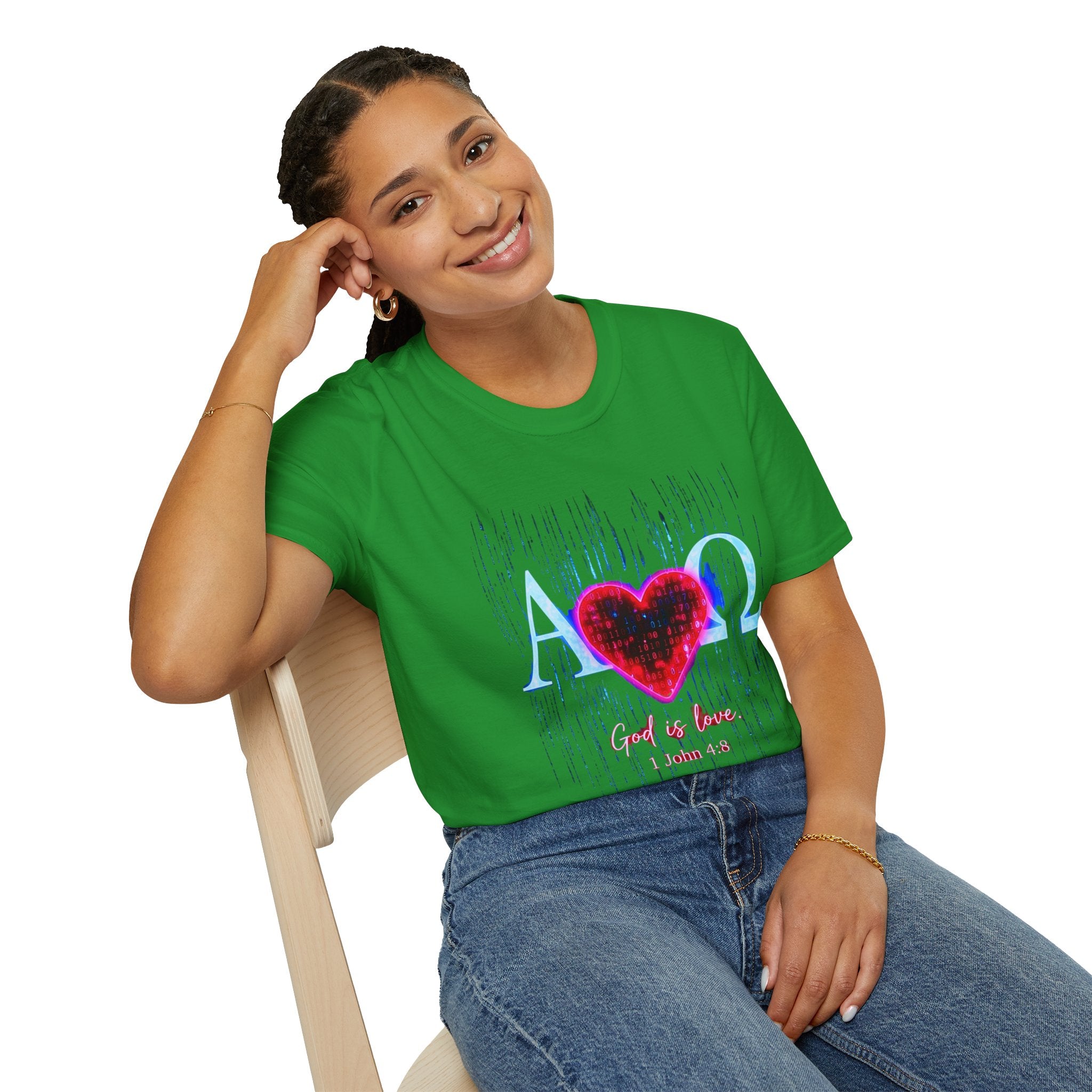 Alpha Omega Heart T-Shirt | Christian Scripture John 3:16 Design