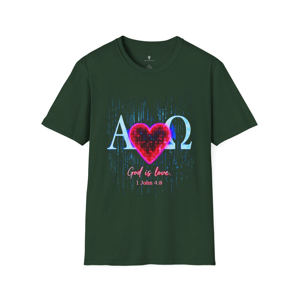 Alpha Omega Heart T-Shirt | Christian Scripture John 3:16 Design