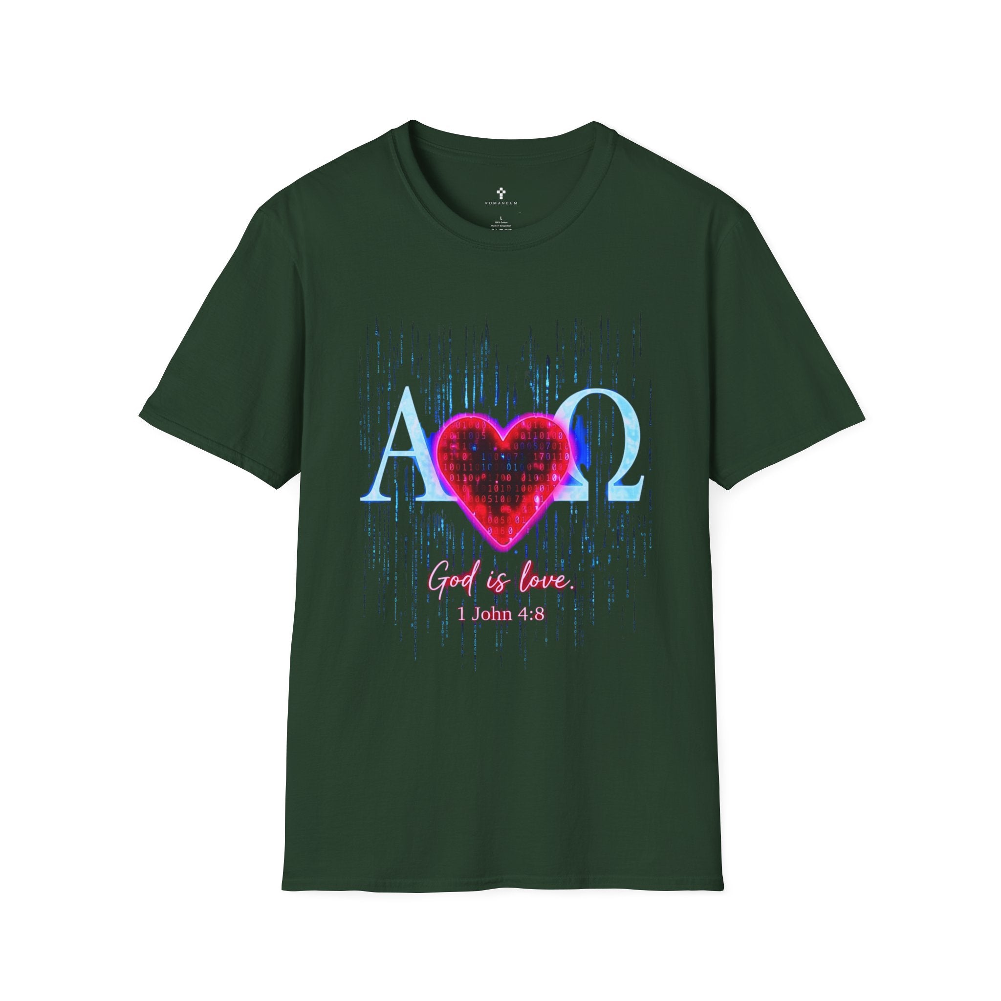 Alpha Omega Heart T-Shirt | Christian Scripture John 3:16 Design
