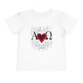 Alpha Omega Heart toddler tee | Christian scripture design