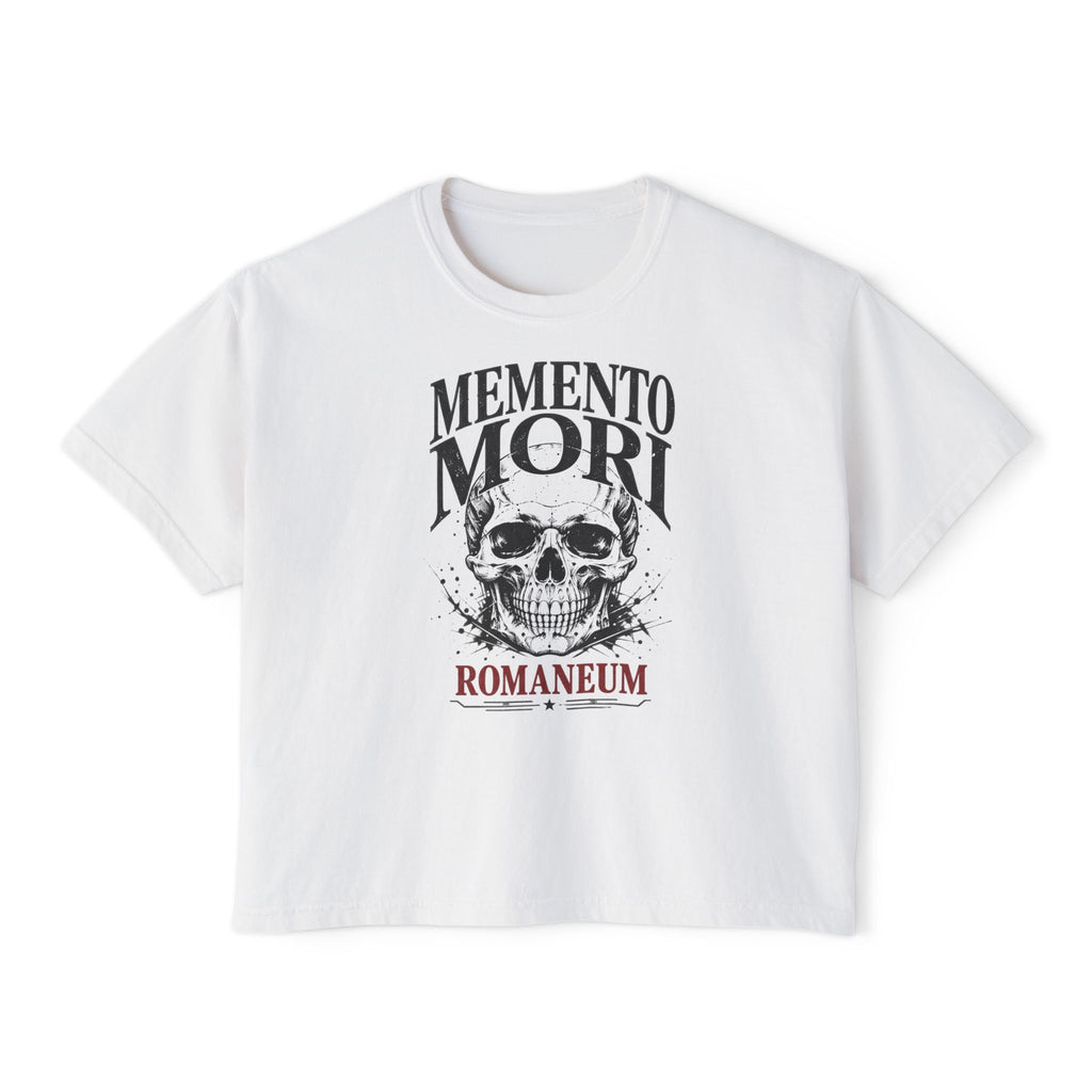 Memento Mori Boxy Tee — Vintage Skull Romaneum Graphic Shirt