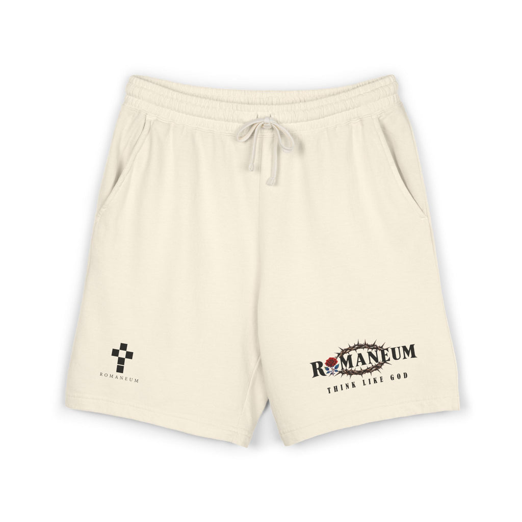 Romaneum 'Think Like God' Fleece Sweat Shorts
