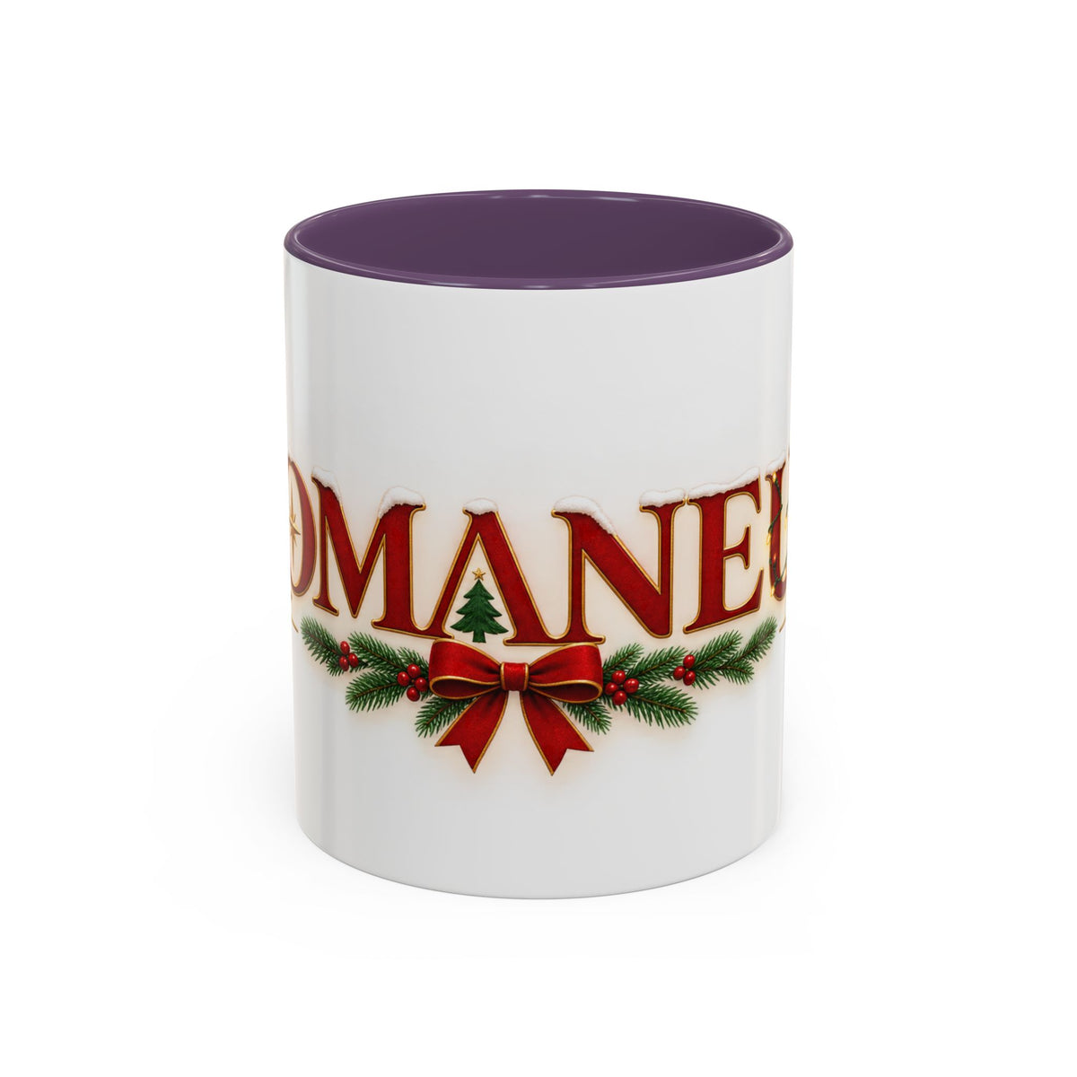 Christmas Accent Coffee Mug - Festive Garland & Bow Holiday Drinkware (11/15oz)