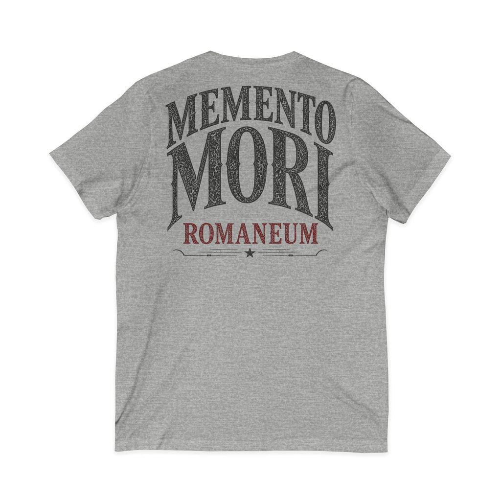Memento Mori V-Neck Tee — Romaneum Skull Graphic Shirt