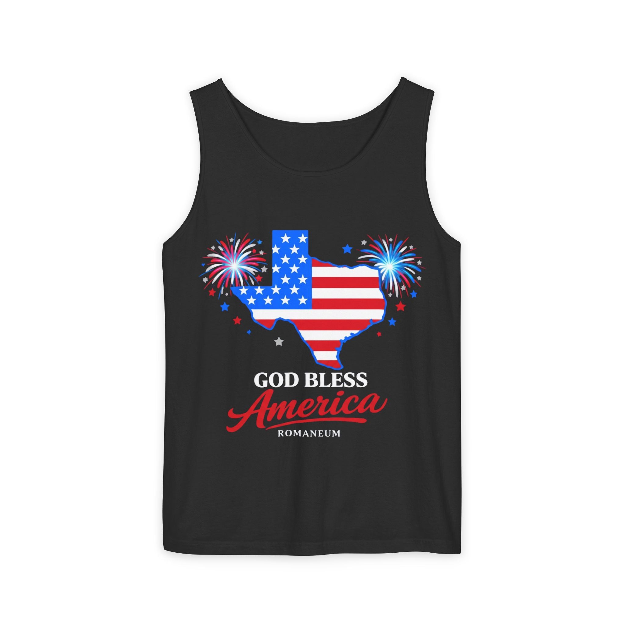 Romaneum Texas Flag Map God Bless America Tank Top | Patriotic 4th of July