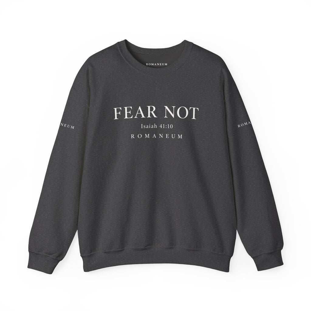 Classic White Crewneck Sweatshirt "FEAR NOT"