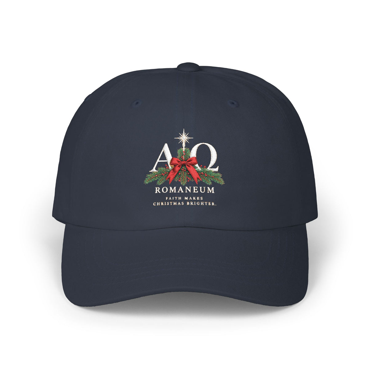 Christmas Alpha Omega Dad Cap — Romaneum Holiday Baseball Hat