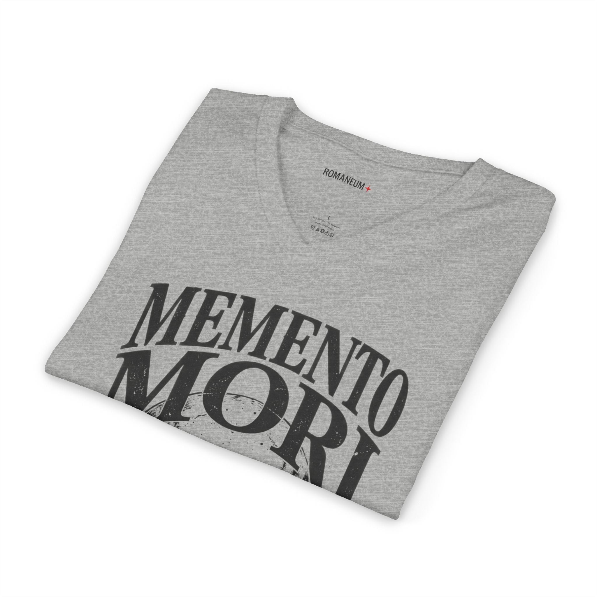 Memento Mori V-Neck Tee — Romaneum Skull Graphic Shirt
