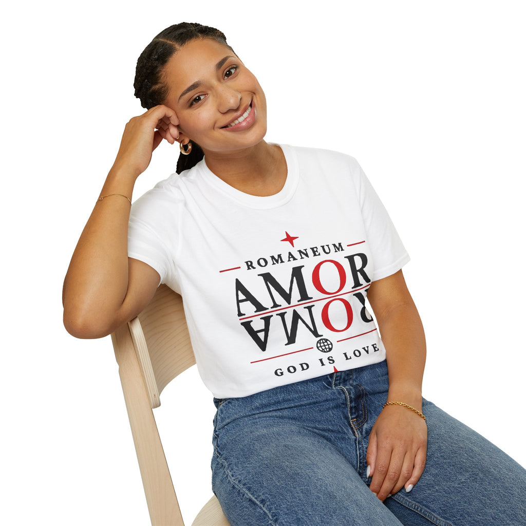 Amor/Roma 'ROMANEUM' Graphic T‑Shirt — 'AMOR' Reflection Design (God Is Love)