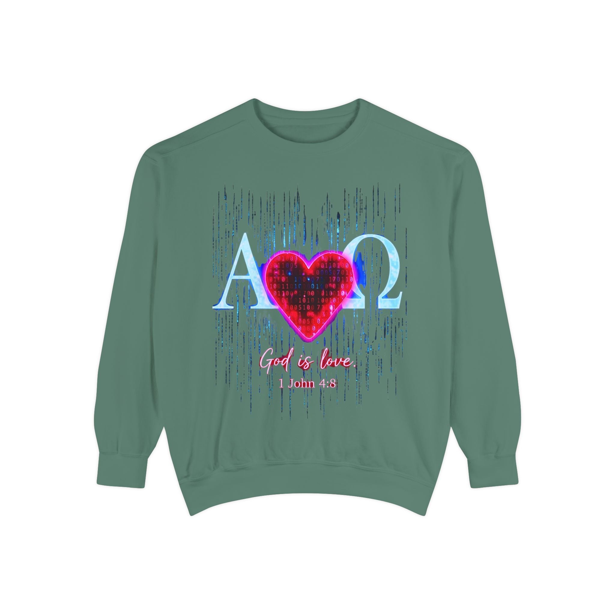 Alpha Omega Heart design sweatshirt | God is Love 1 John 4:8 RomanEum