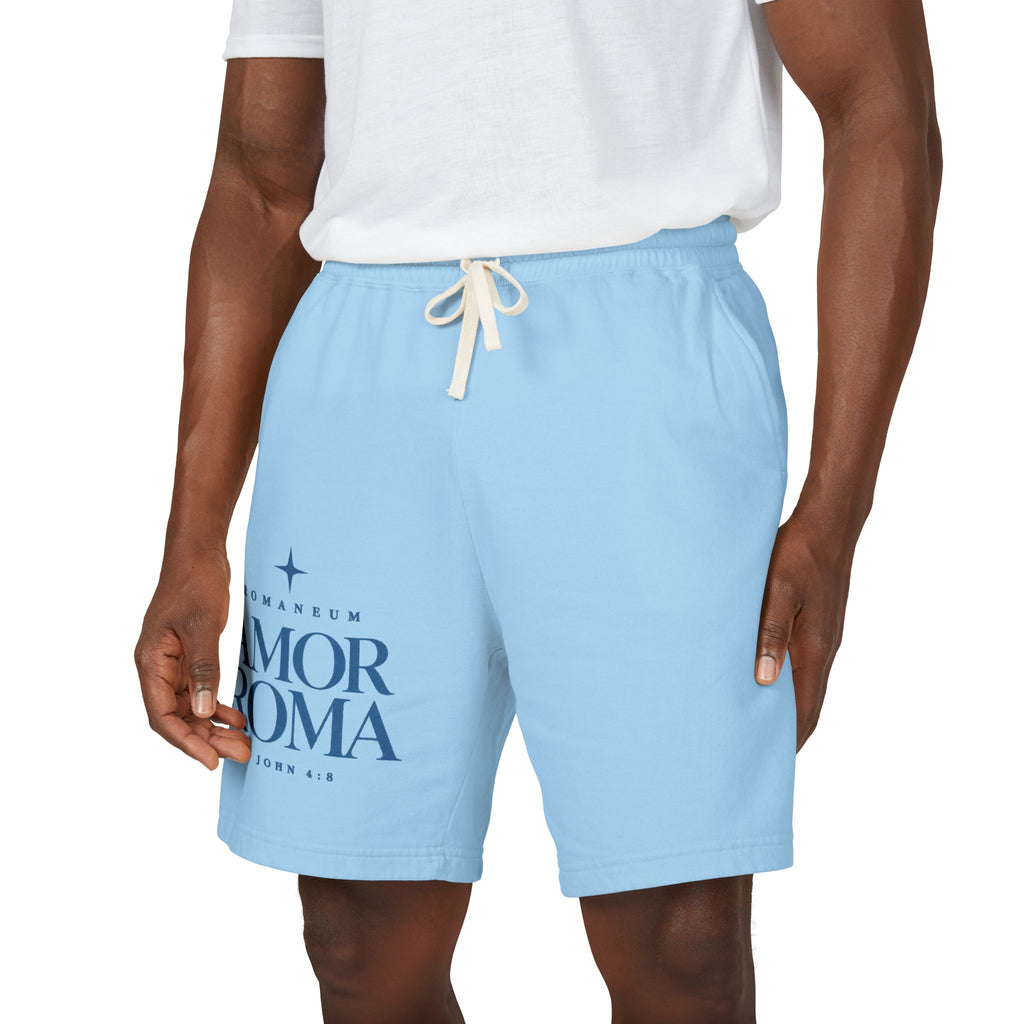 Amor Roma Graphic Sweat Shorts — ‘From Above’ Stonewashed Fleece