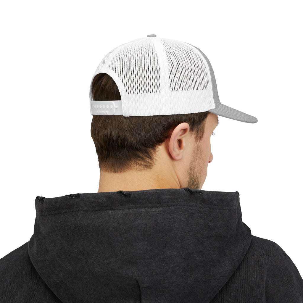 Eagle Head Romanem Trucker Cap | Embroidered Black White Mesh
