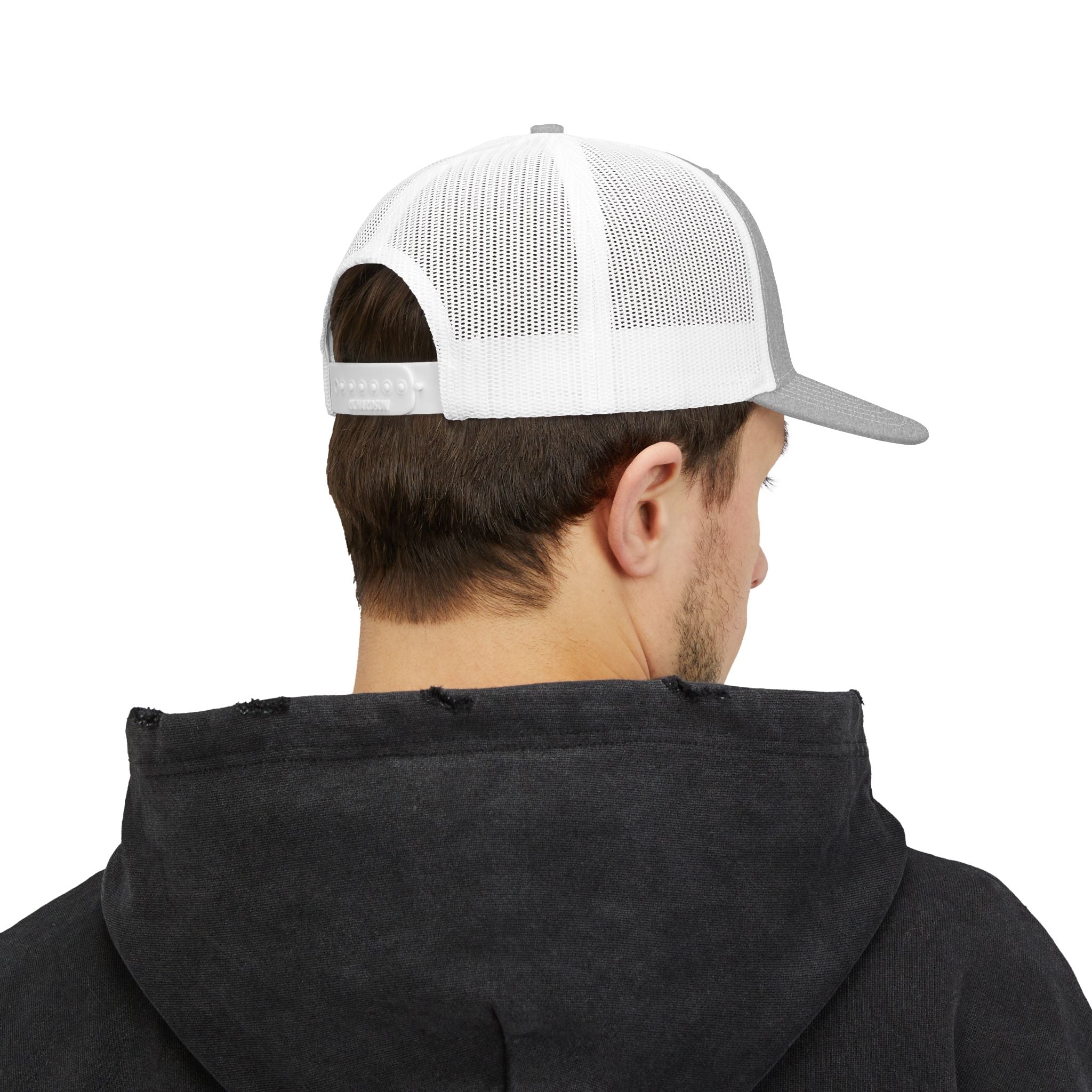 Eagle Head Romanem Trucker Cap | Embroidered Black White Mesh