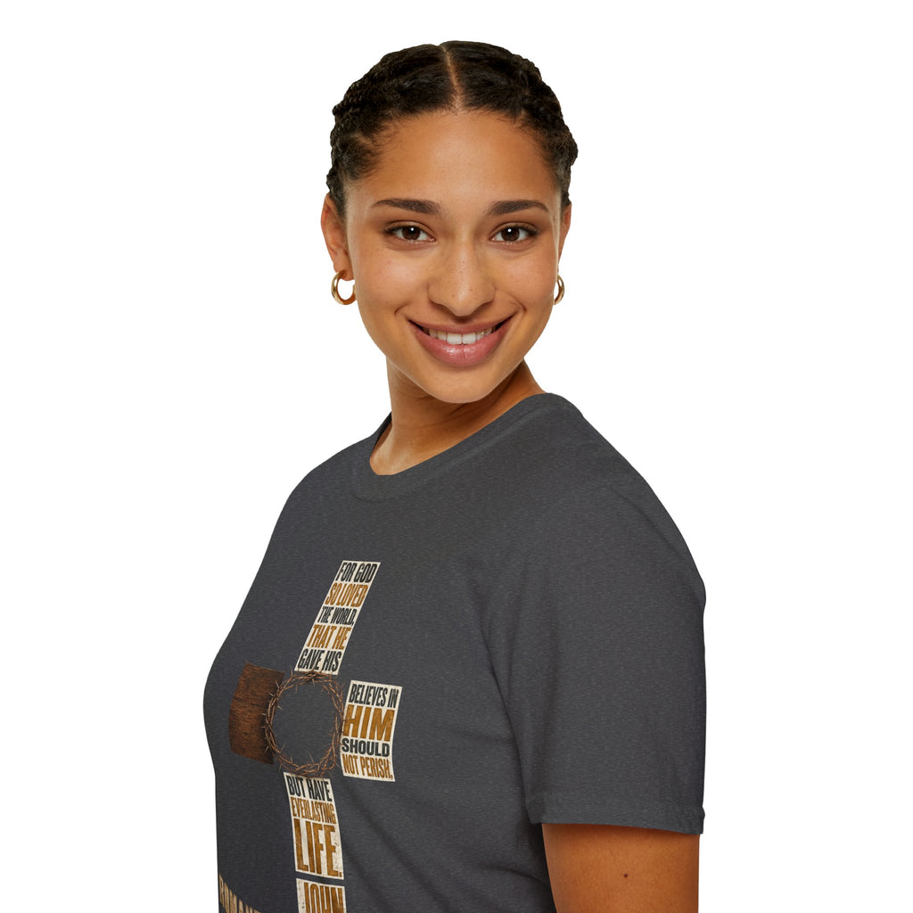 John 3:16 Cross T-Shirt — Faith Tee (For God So Loved)