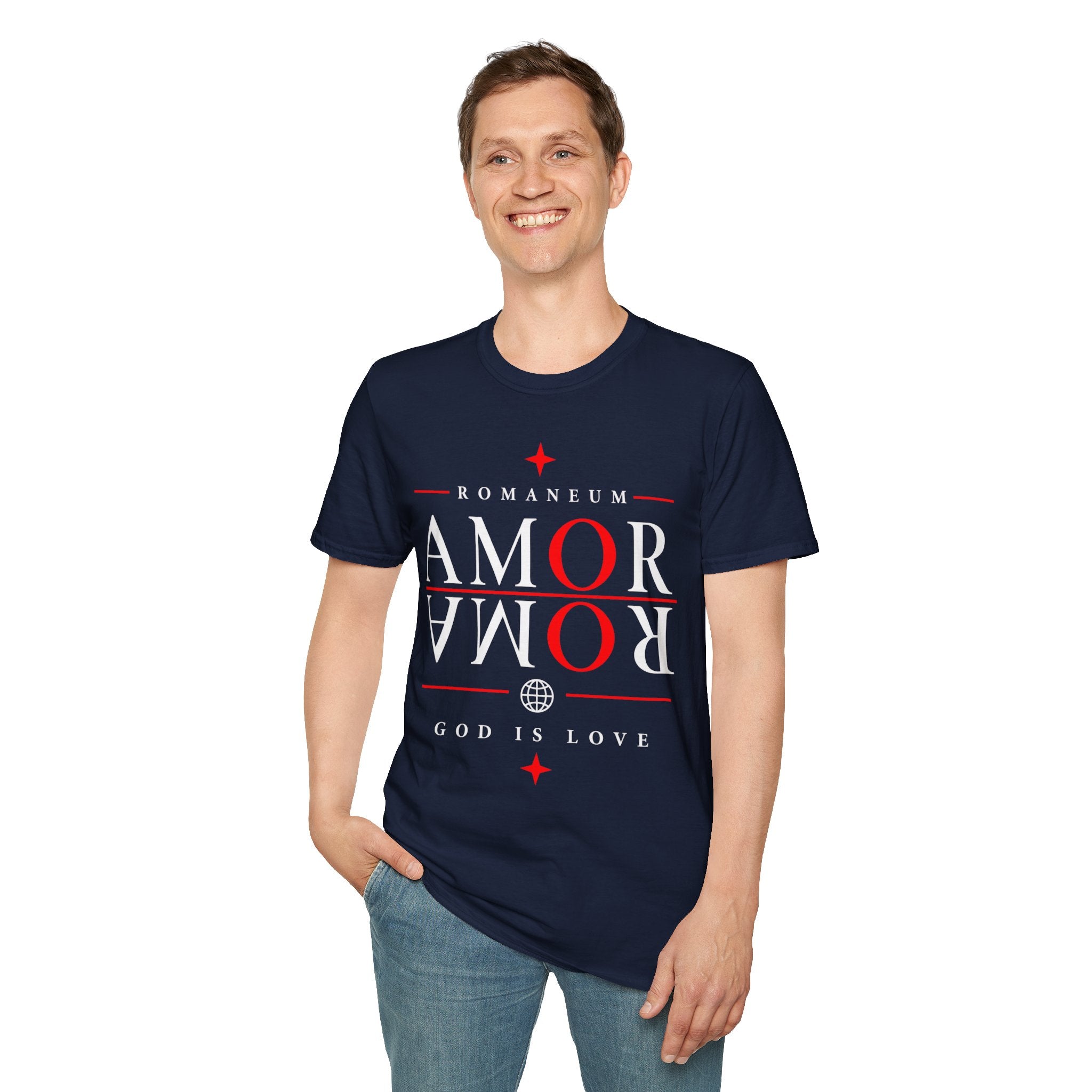 Amor/Roma 'ROMANEUM' Graphic T‑Shirt — 'AMOR' Reflection Design (God Is Love)