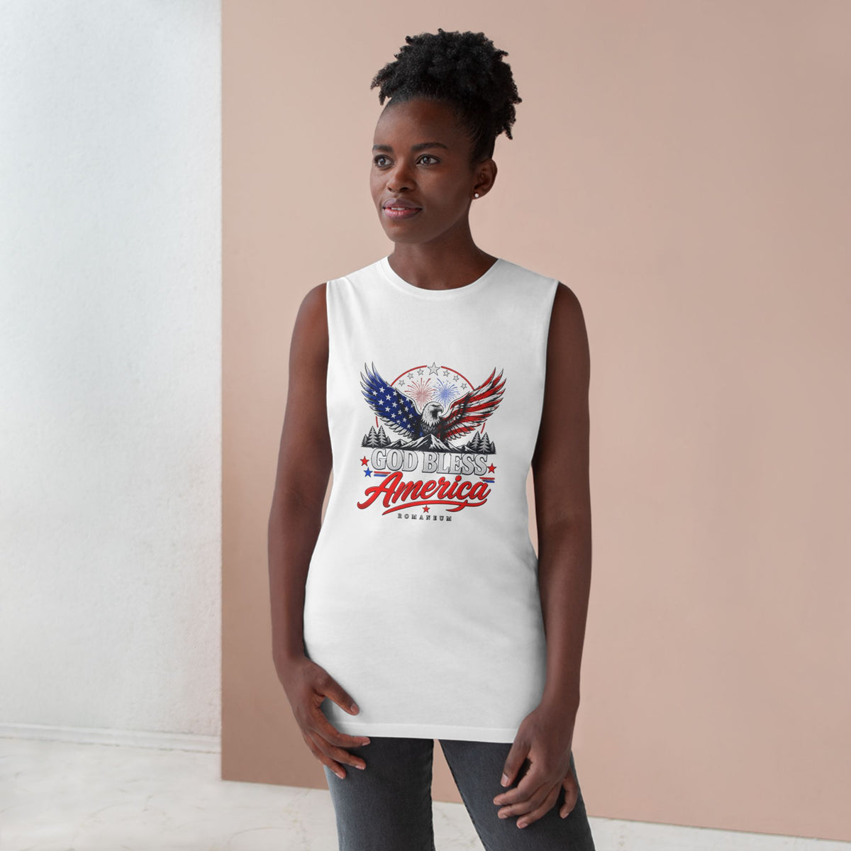 God Bless America Eagle Tank Top — Patriotic Romaneum USA Flag Muscle Tee