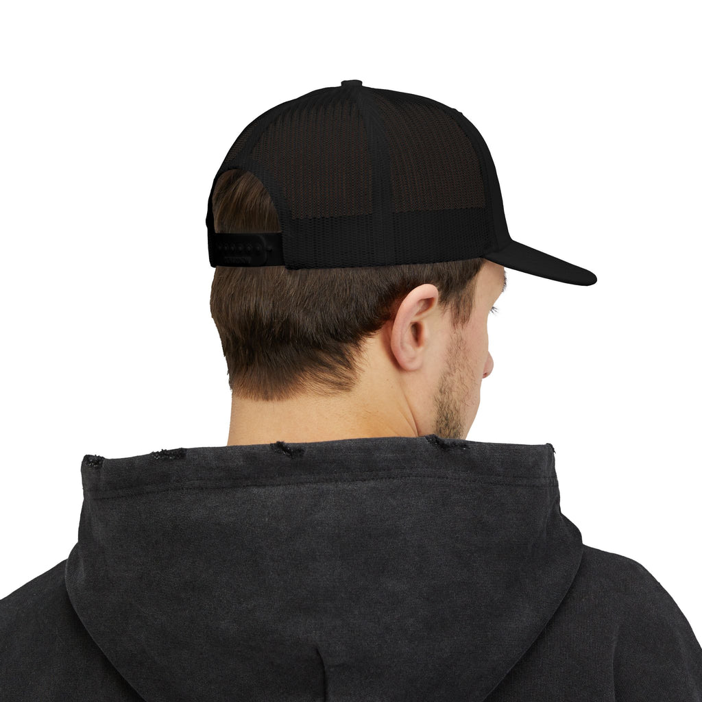 Eagle Head Romanem Trucker Cap | Embroidered Black White Mesh