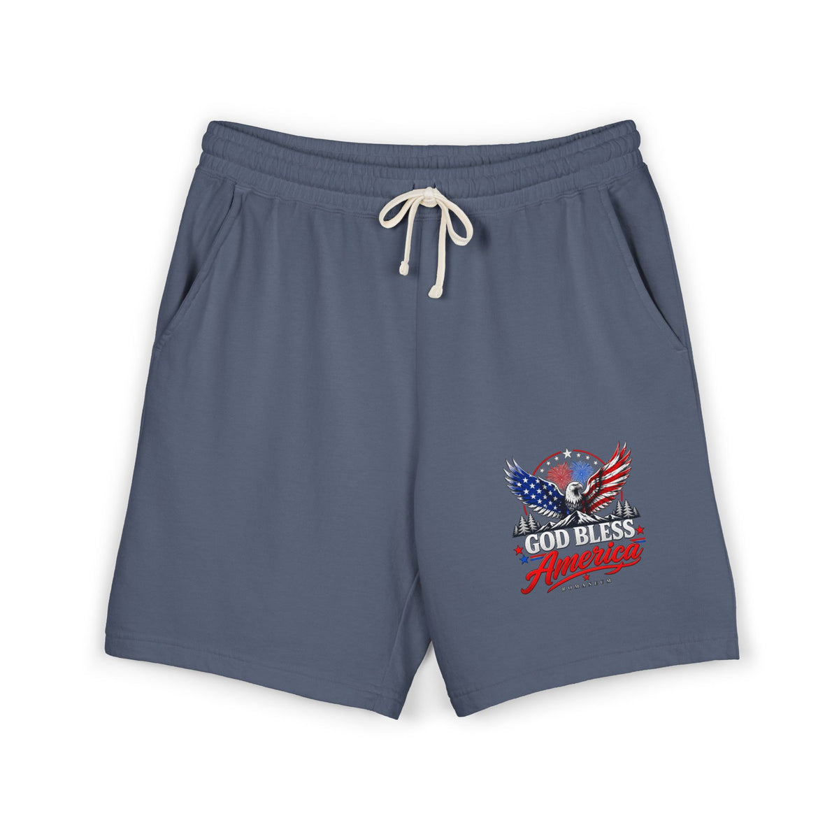 Patriotic Eagle Sweat Shorts — 'Land of the Free' Graphic Cotton Fleece Shorts