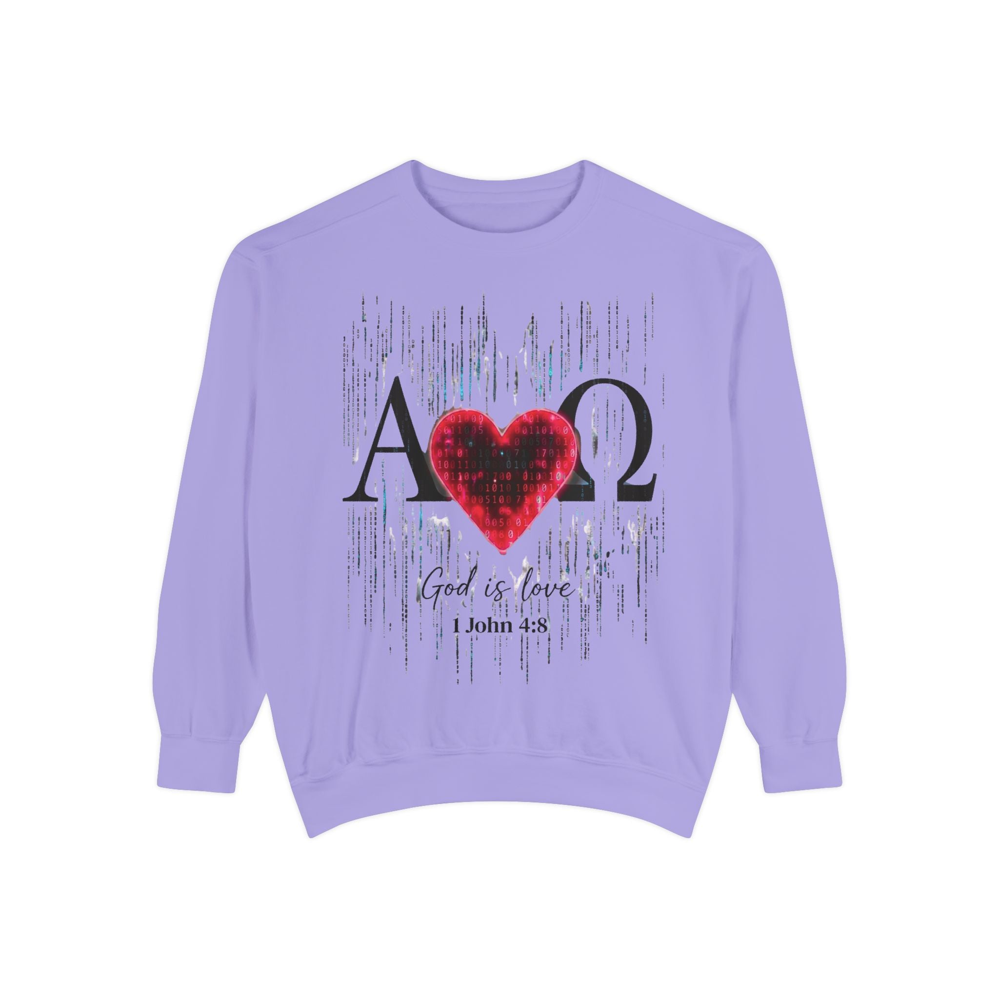 Alpha Omega Heart design sweatshirt | God is Love 1 John 4:8 RomanEum