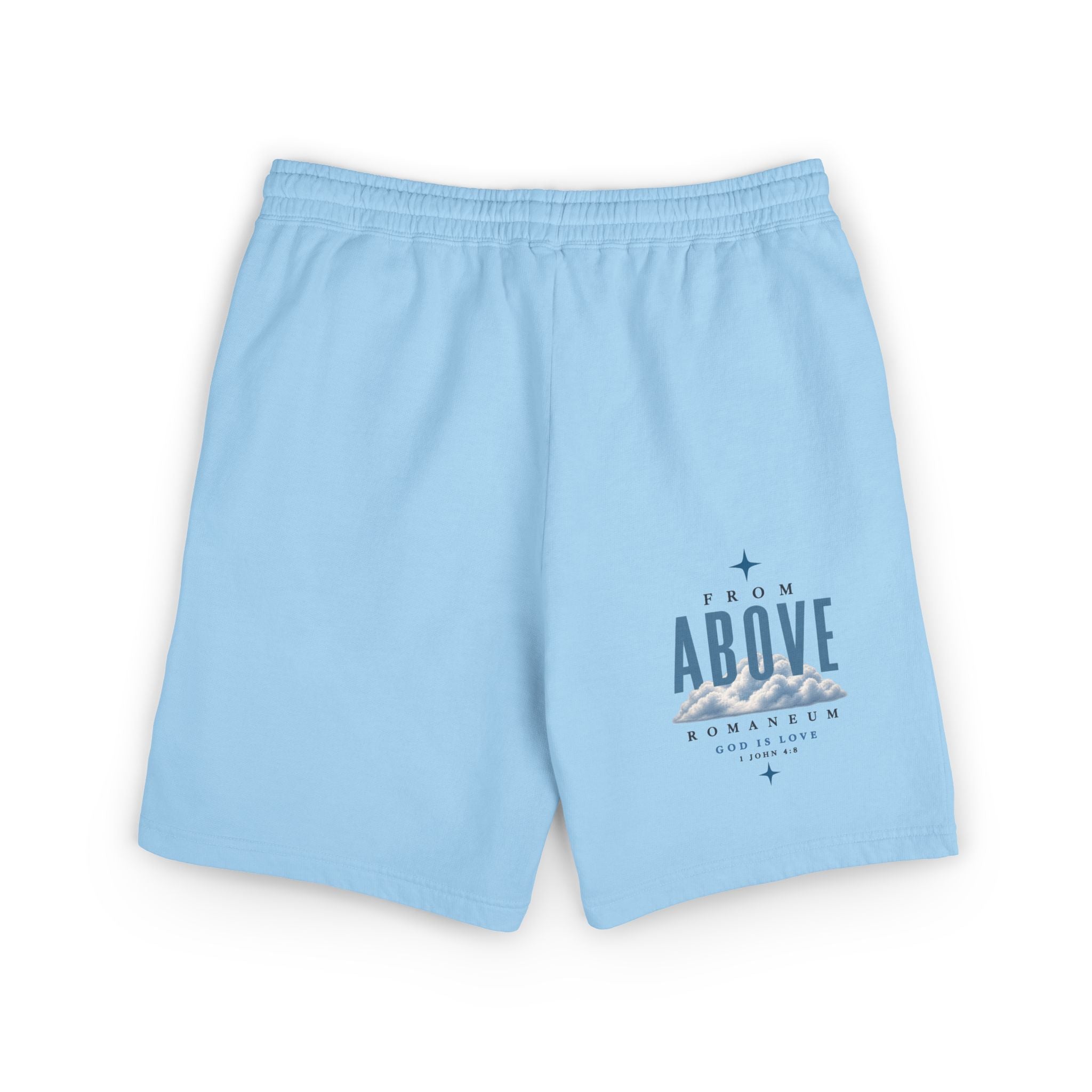 Amor Roma Graphic Sweat Shorts — ‘From Above’ Stonewashed Fleece