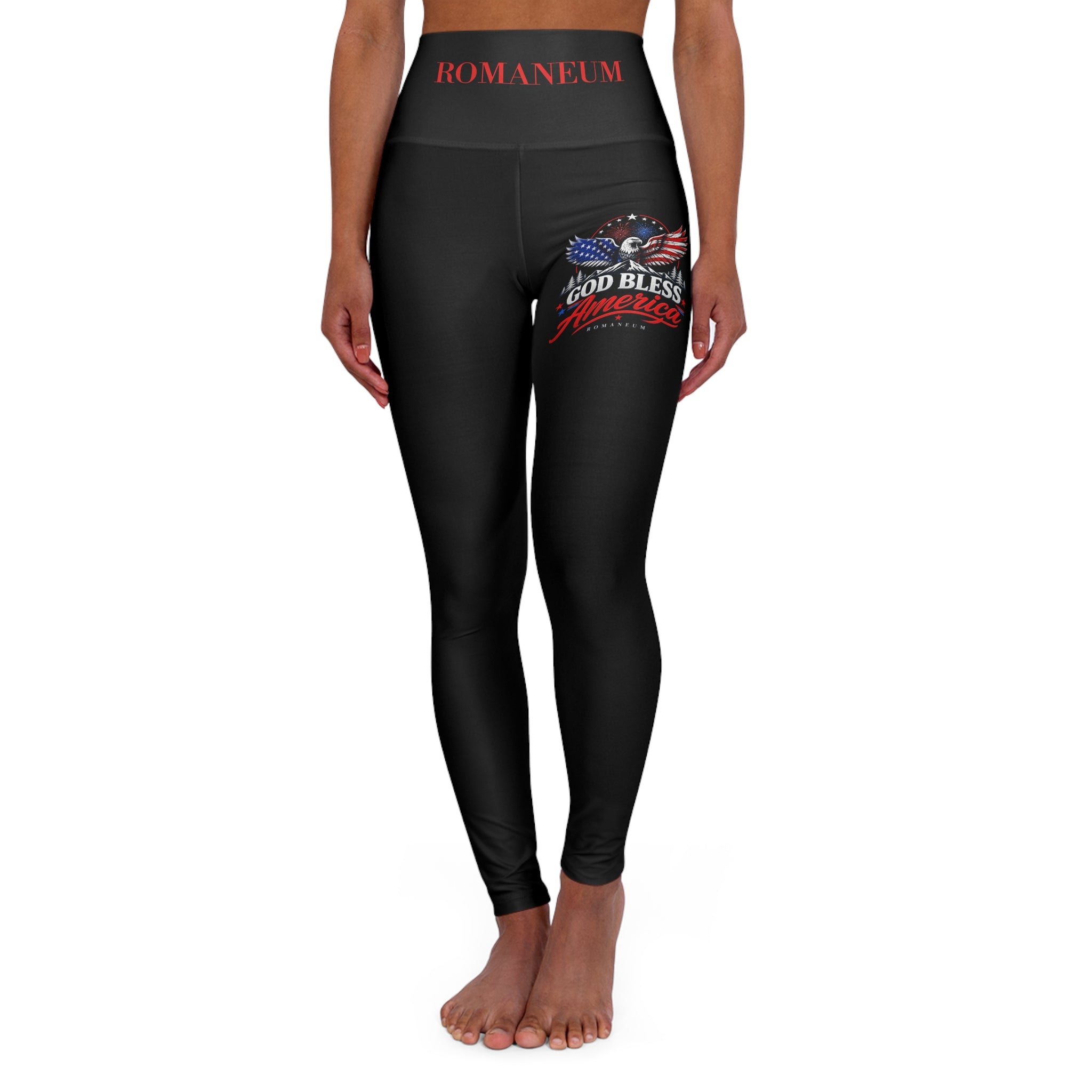 Patriotic "God Bless America" High-Waisted Yoga Leggings