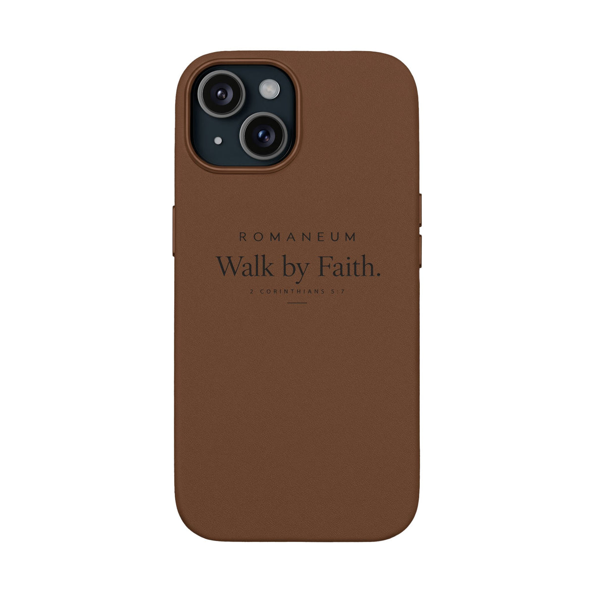 Engraved PU Leather Phone Case — ‘Walk by Faith’