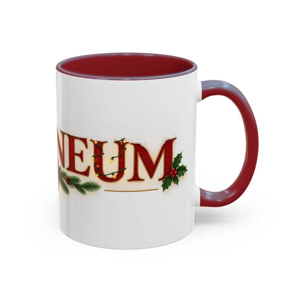 Christmas Accent Coffee Mug - Festive Garland & Bow Holiday Drinkware (11/15oz)