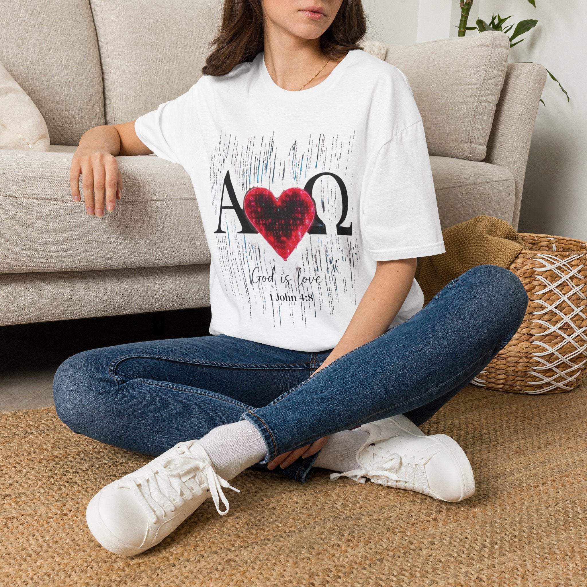 Alpha Omega Heart T-Shirt | Christian Scripture John 3:16 Design