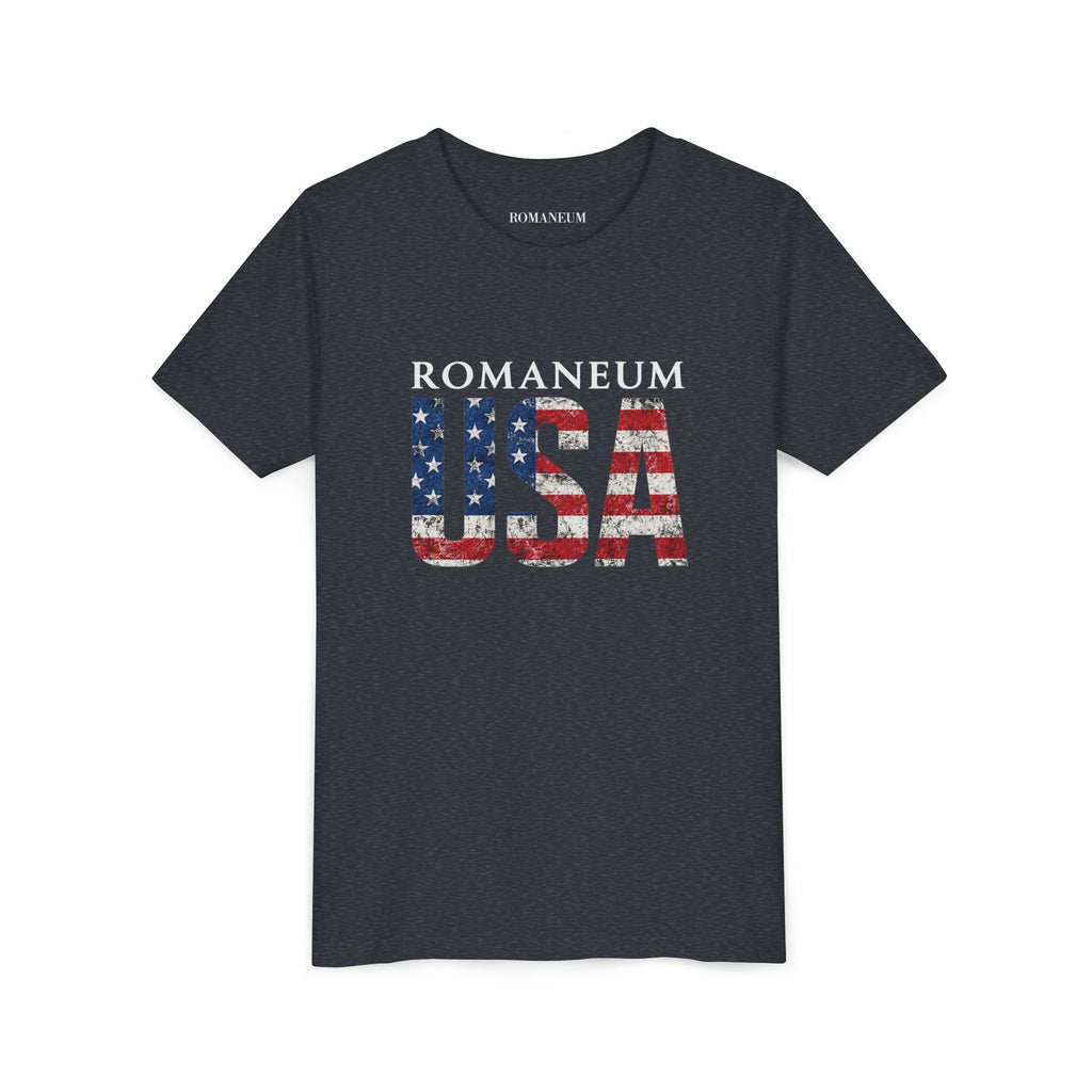 Youth USA Flag Tee — "Romaneum" Patriotic Kids T‑Shirt