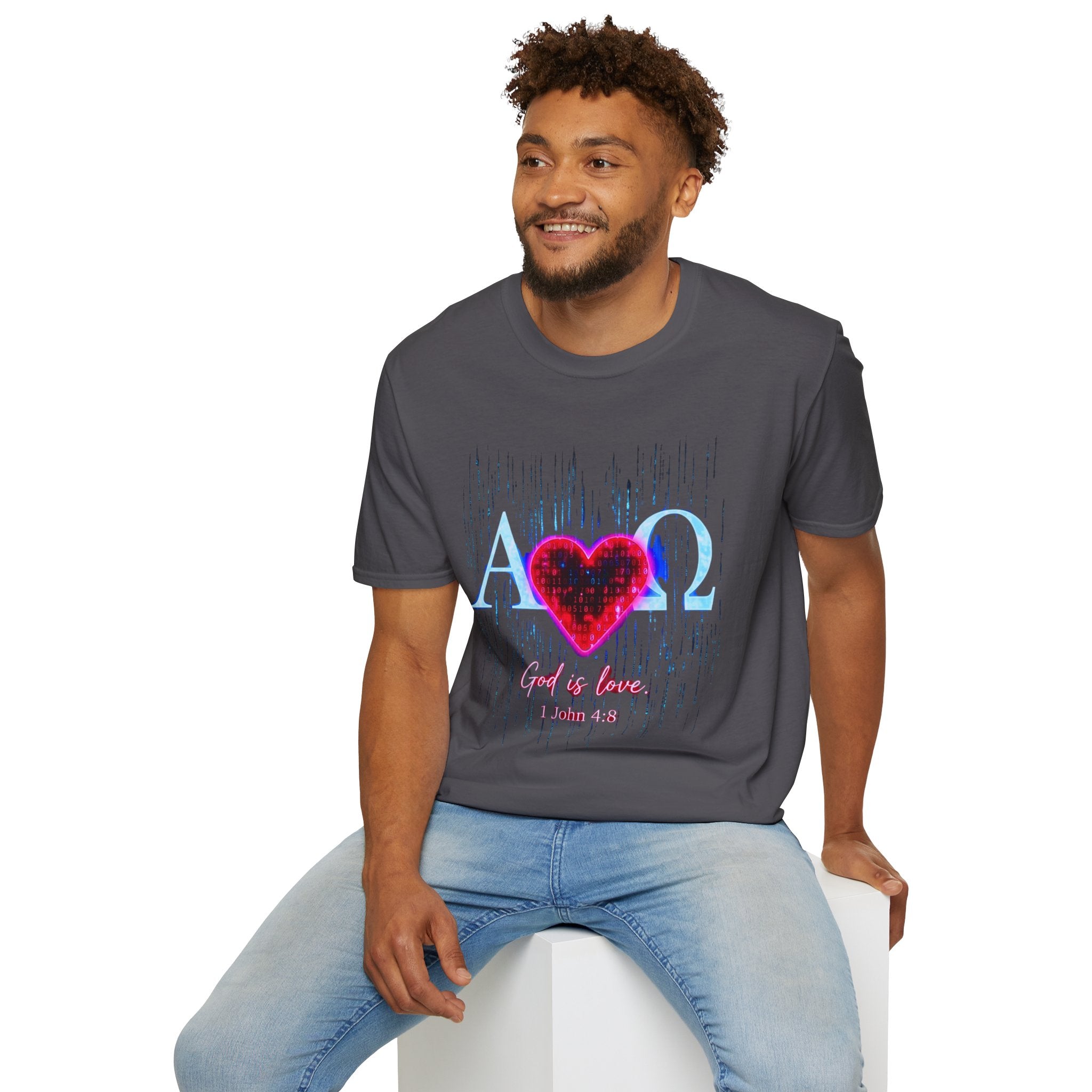 Alpha Omega Heart T-Shirt | Christian Scripture John 3:16 Design