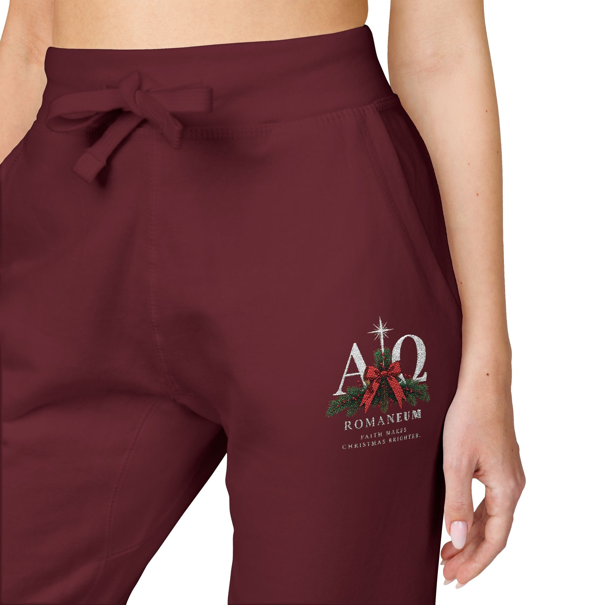 Embroidered Holiday Gnomes Fleece Sweatpants — Cozy Christmas Lounge Pants