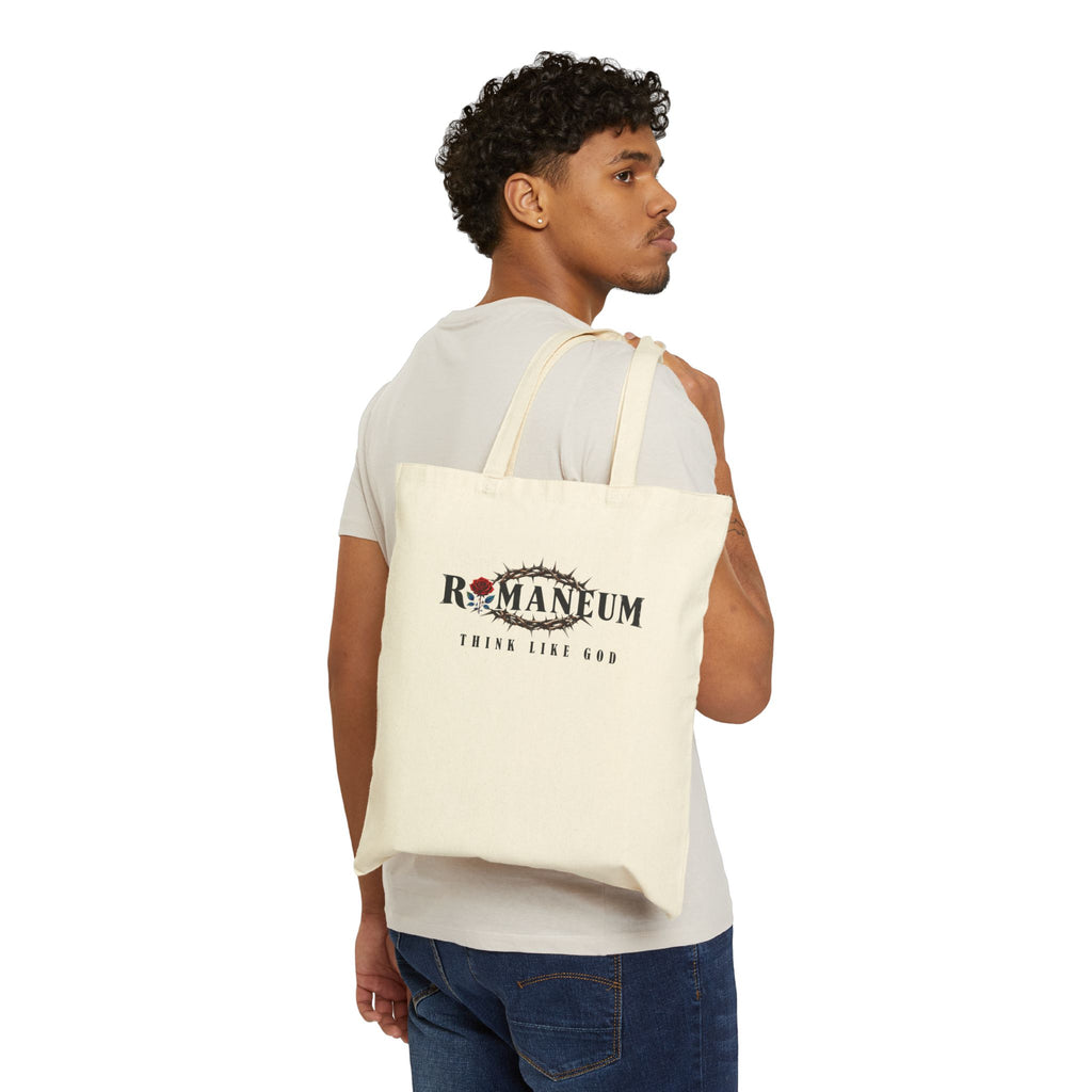 Religious Rose Canvas Tote — "Think Like God" Cotton Market Bag