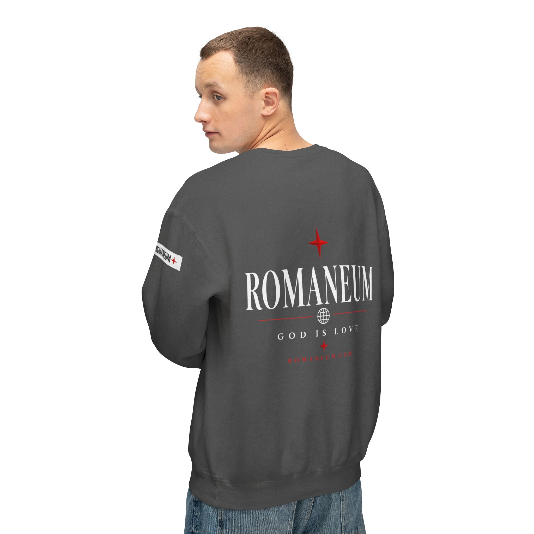 Romaneum Amor Crewneck Sweatshirt — God Is Love Graphic
