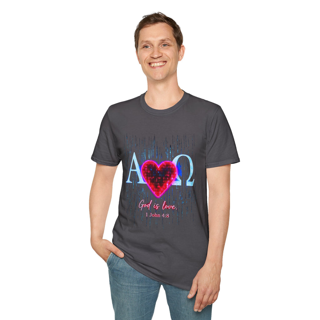 Alpha Omega Heart T-Shirt | Christian Scripture John 3:16 Design