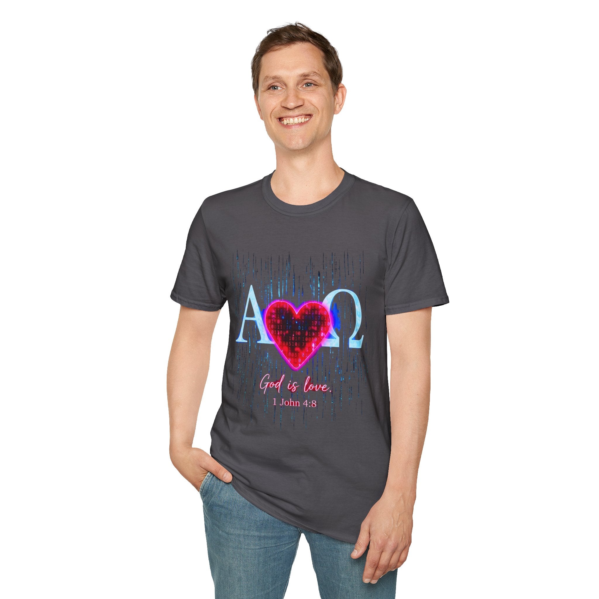 Alpha Omega Heart T-Shirt | Christian Scripture John 3:16 Design