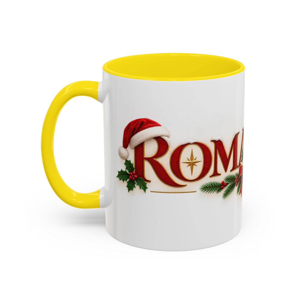 Christmas Accent Coffee Mug - Festive Garland & Bow Holiday Drinkware (11/15oz)