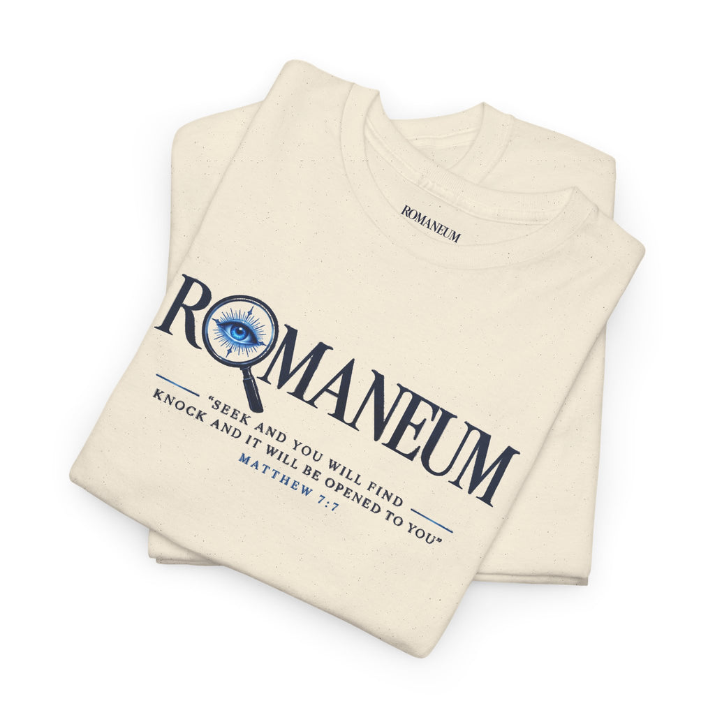 Romaneum Seek Logo Tee — Classic Romaneum-Inspired Graphic T-Shirt