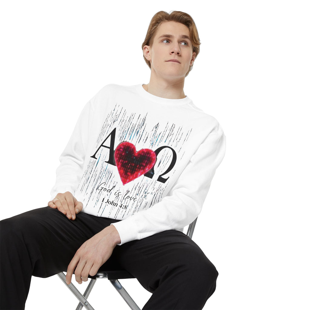 Alpha Omega Heart design sweatshirt | God is Love 1 John 4:8 RomanEum