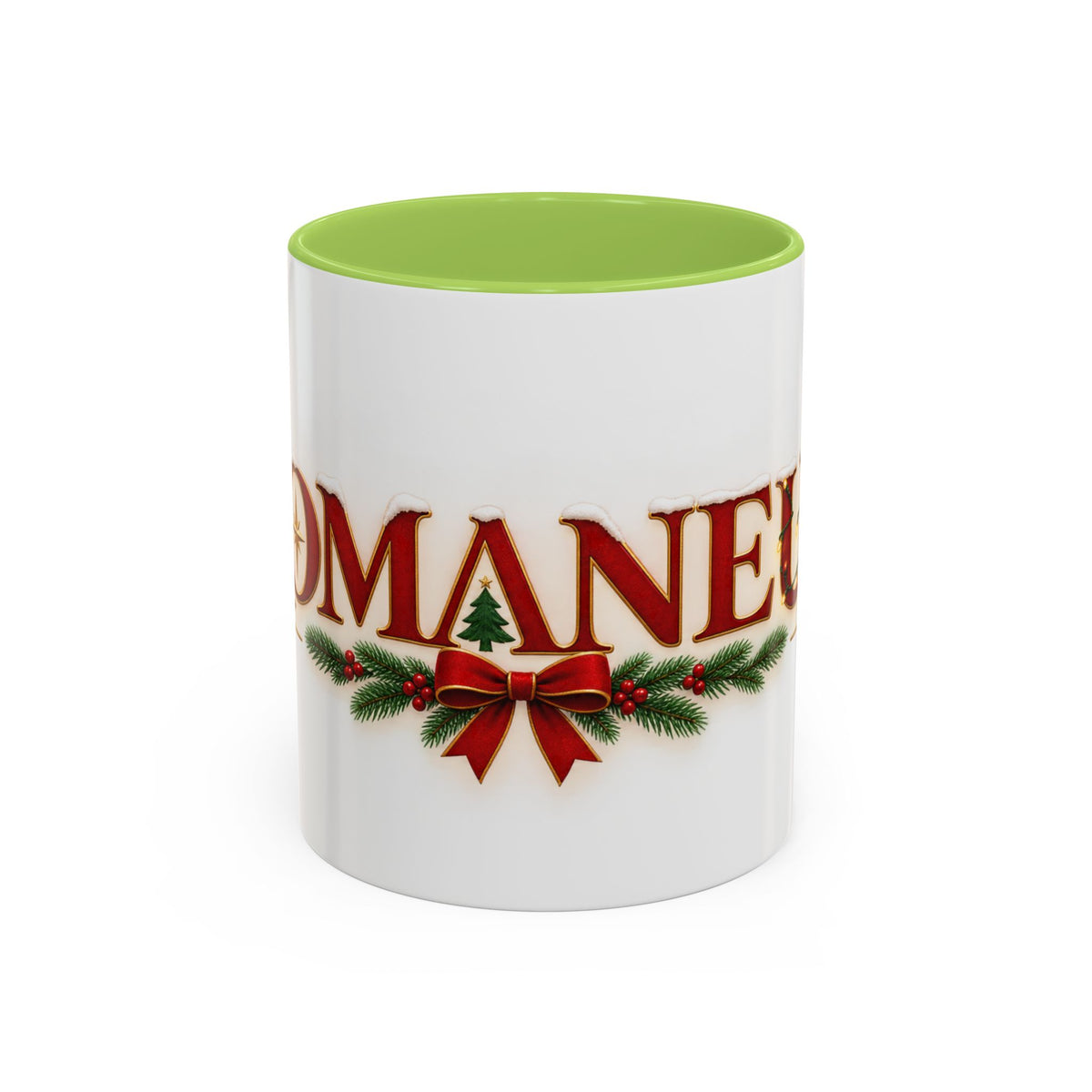 Christmas Accent Coffee Mug - Festive Garland & Bow Holiday Drinkware (11/15oz)
