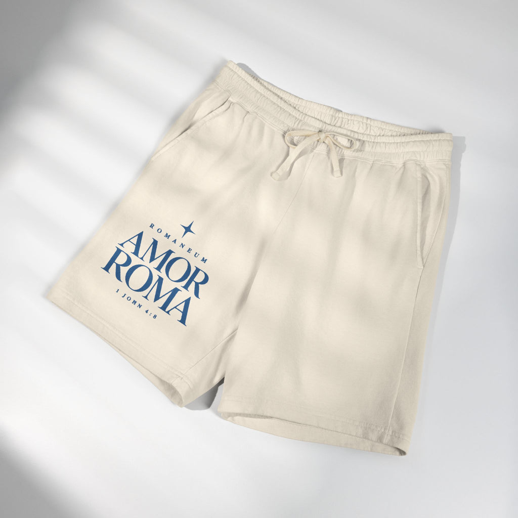 Amor Roma Graphic Sweat Shorts — ‘From Above’ Stonewashed Fleece