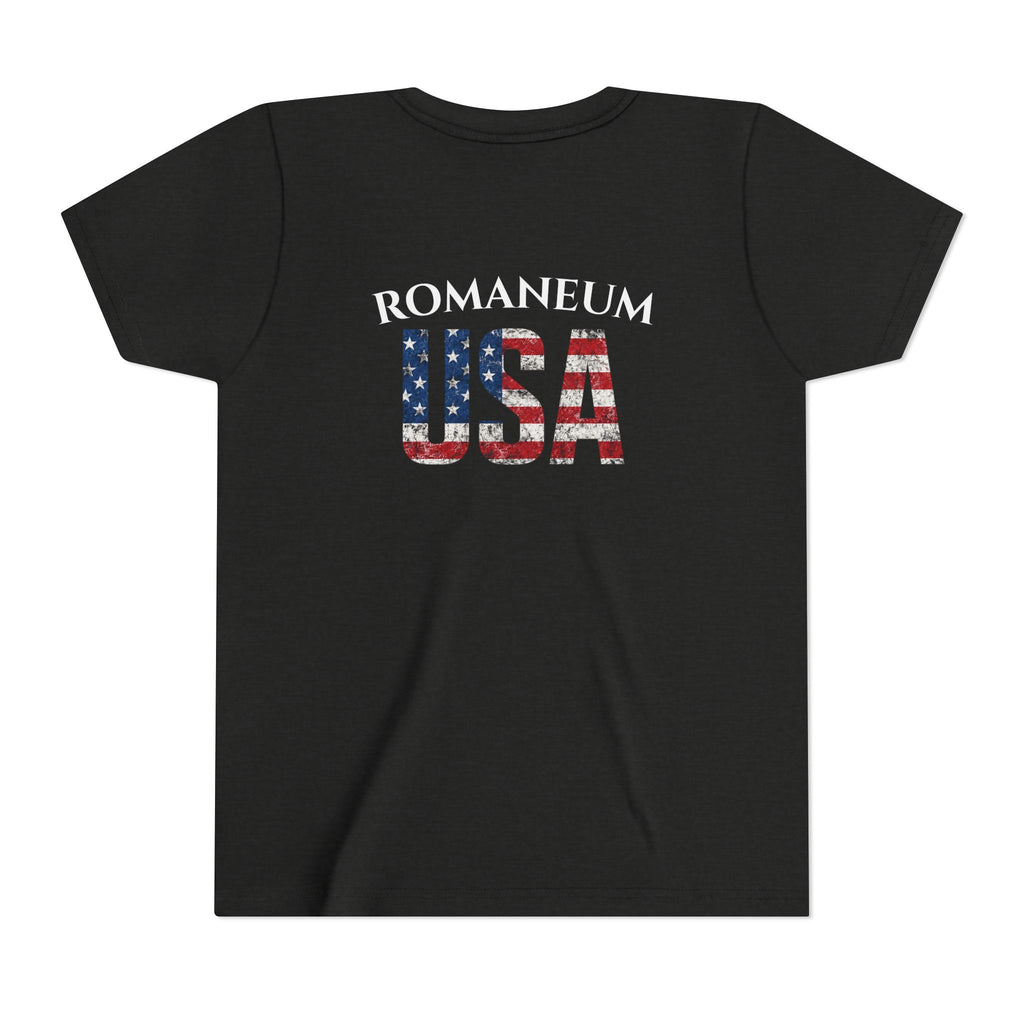 Youth USA Flag Tee — "Romaneum" Patriotic Kids T‑Shirt