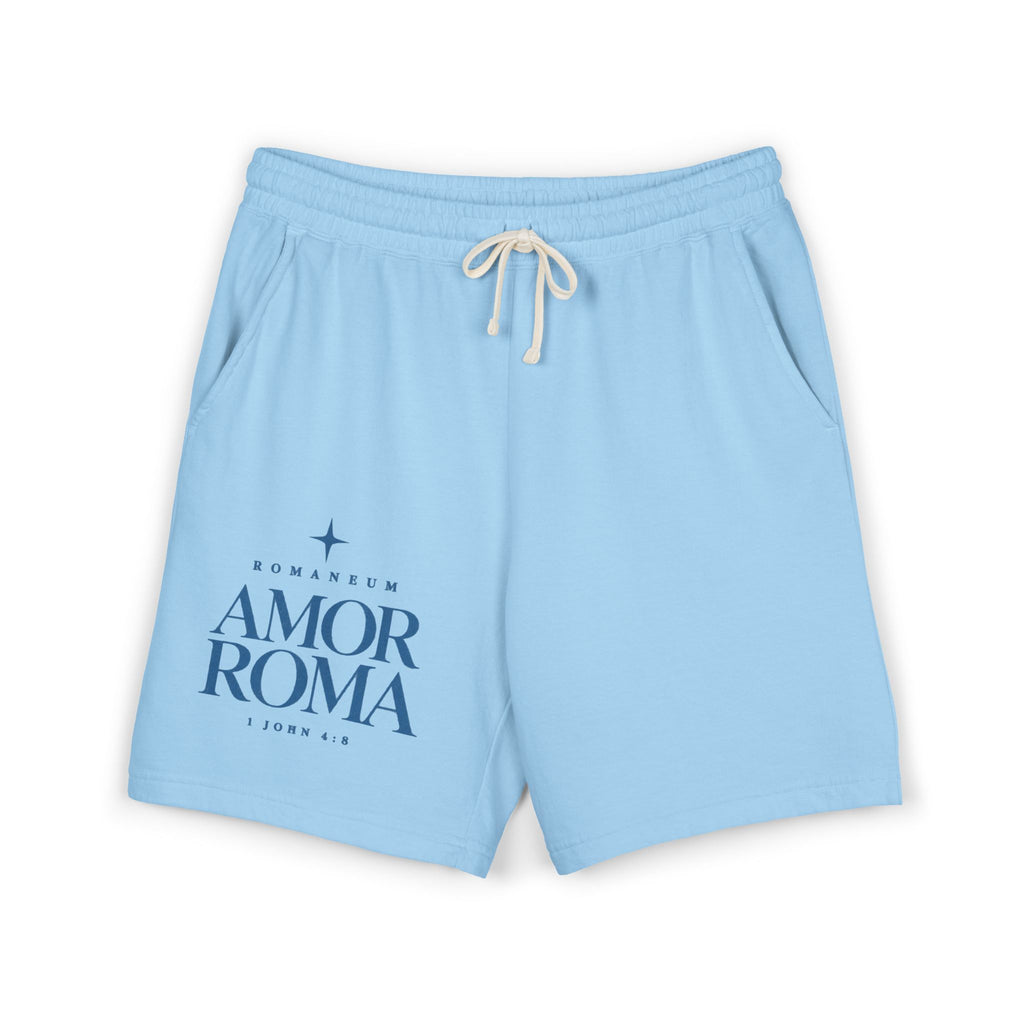 Amor Roma Graphic Sweat Shorts — ‘From Above’ Stonewashed Fleece