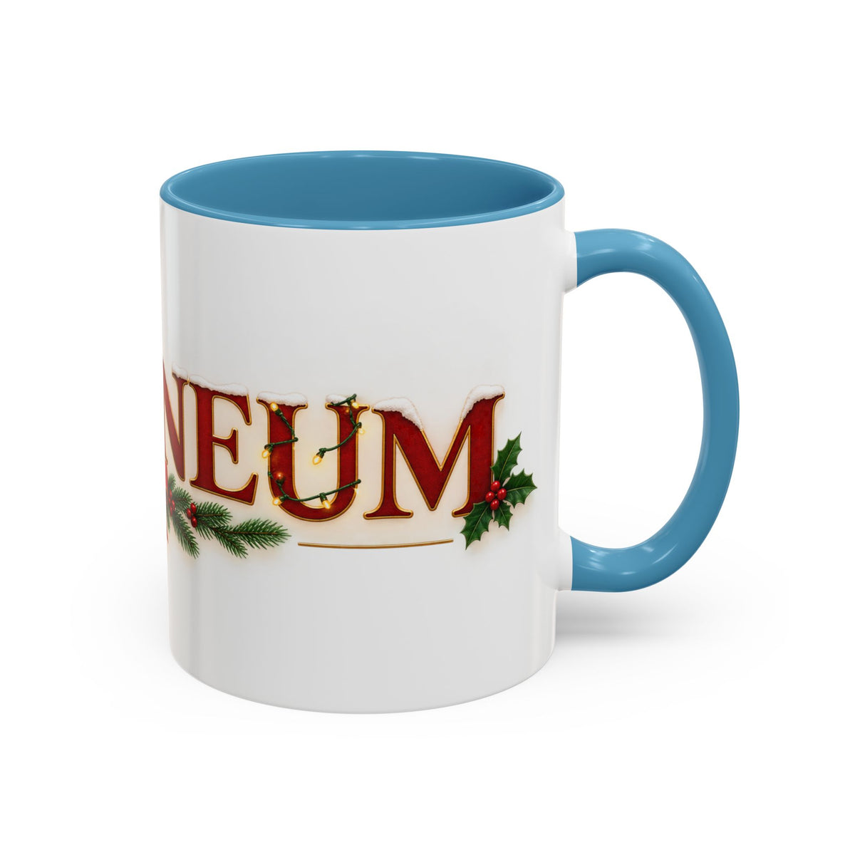 Christmas Accent Coffee Mug - Festive Garland & Bow Holiday Drinkware (11/15oz)