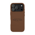 Engraved PU Leather Phone Case — ‘Walk by Faith’