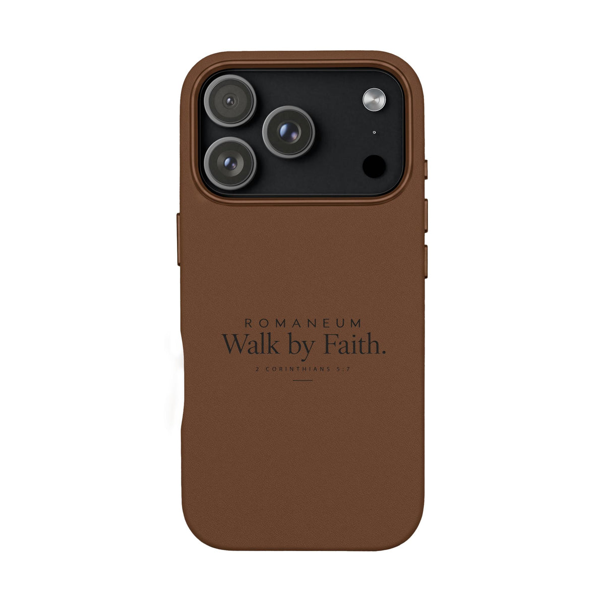 Engraved PU Leather Phone Case — ‘Walk by Faith’