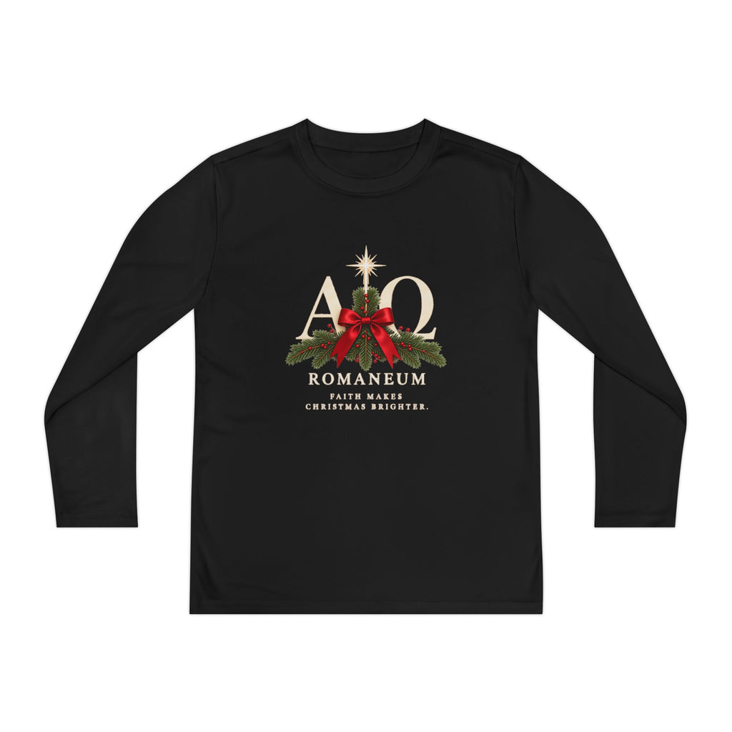 Youth Long Sleeve Tee — Romaneum Alpha Omega Christmas Design