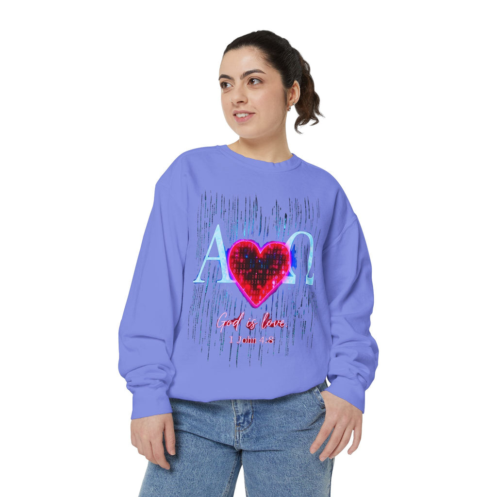 Alpha Omega Heart design sweatshirt | God is Love 1 John 4:8 RomanEum