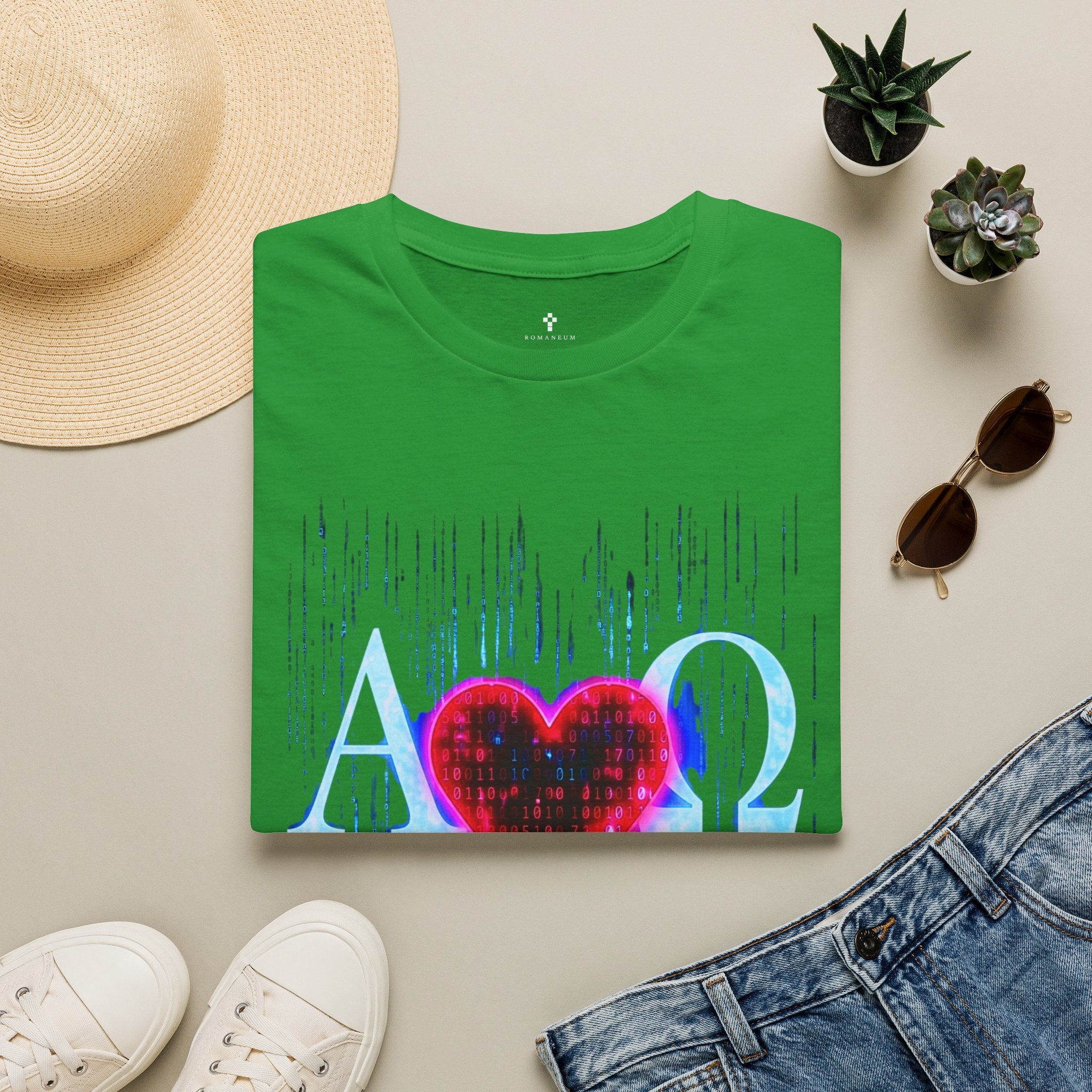 Alpha Omega Heart T-Shirt | Christian Scripture John 3:16 Design