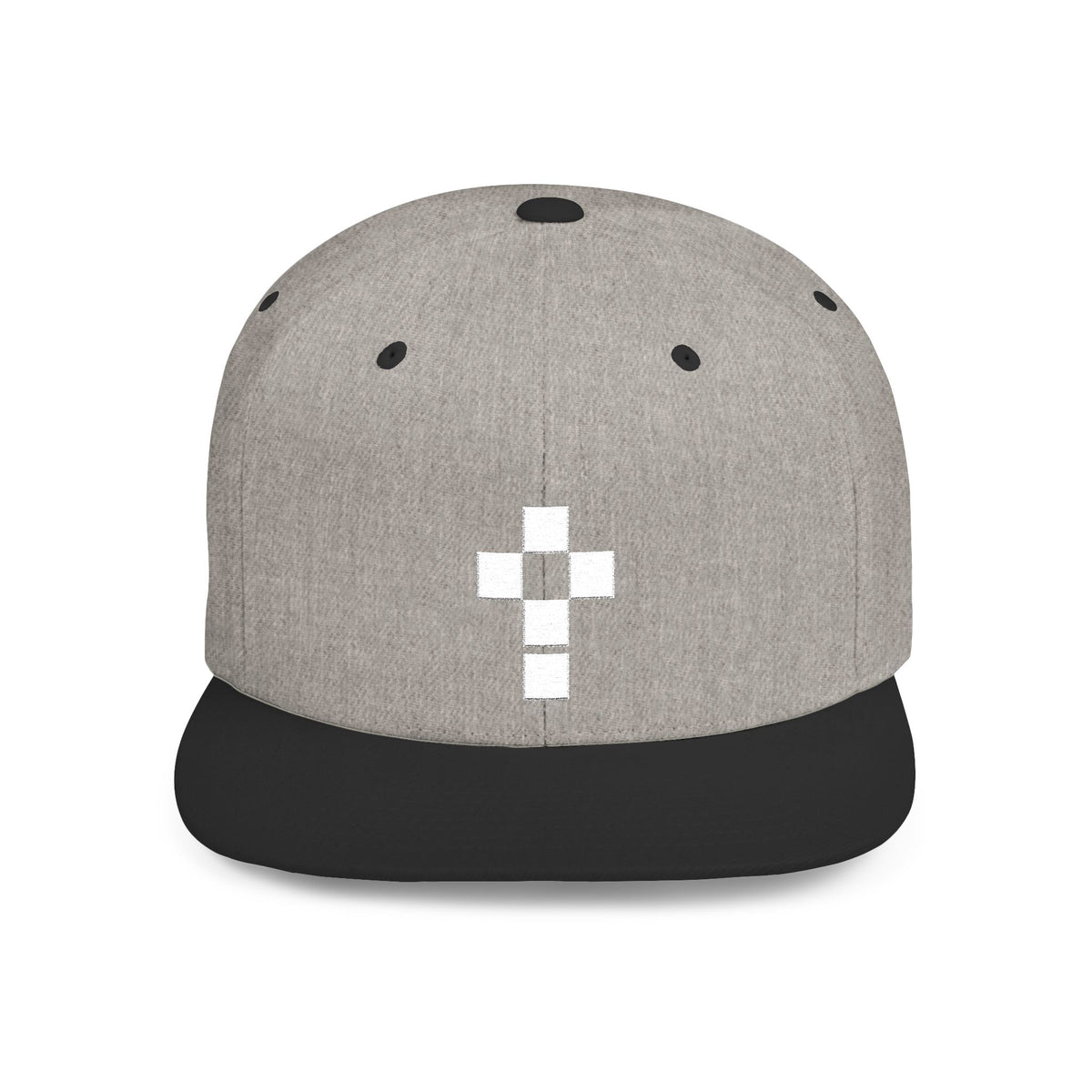 Cross Embroidered Flat Bill Snapback Hat — Minimal Religious Baseball Cap